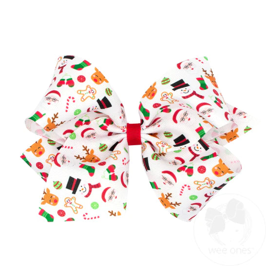Christmas Character Print King Bow - Doodlebug's Children's Boutique