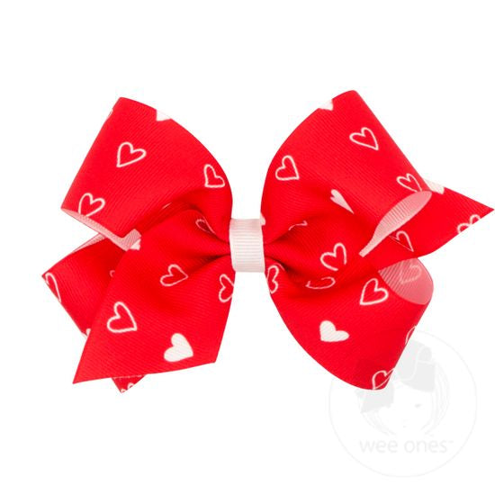 Medium Heart Print Bow - Doodlebug's Children's Boutique