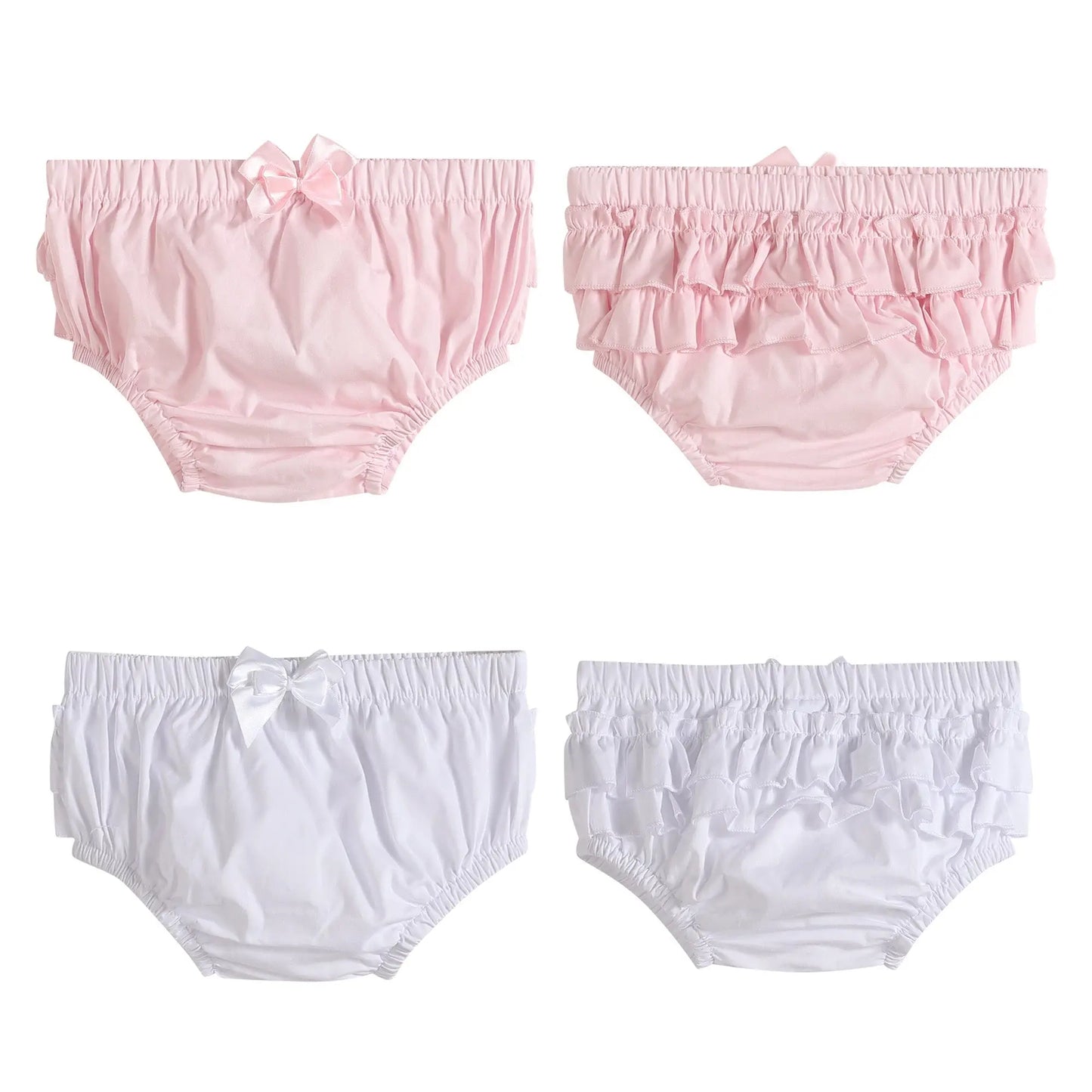 Woven White and Pink Ruffle Bloomers - Doodlebug's Children's Boutique