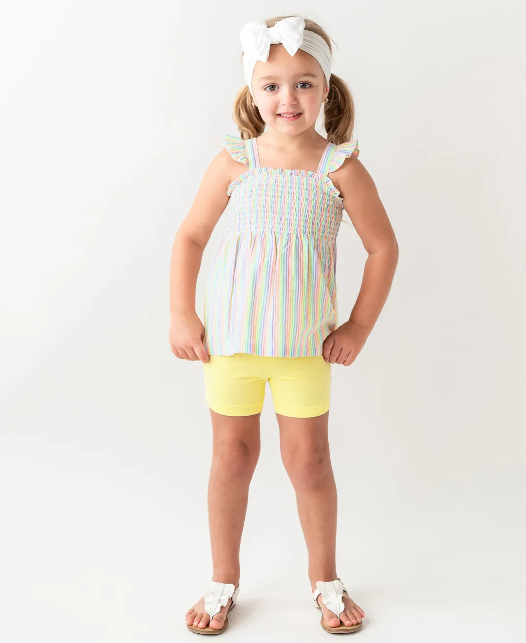 Smocked Tank Top in Rainbow Seersucker - Doodlebug's Children's Boutique