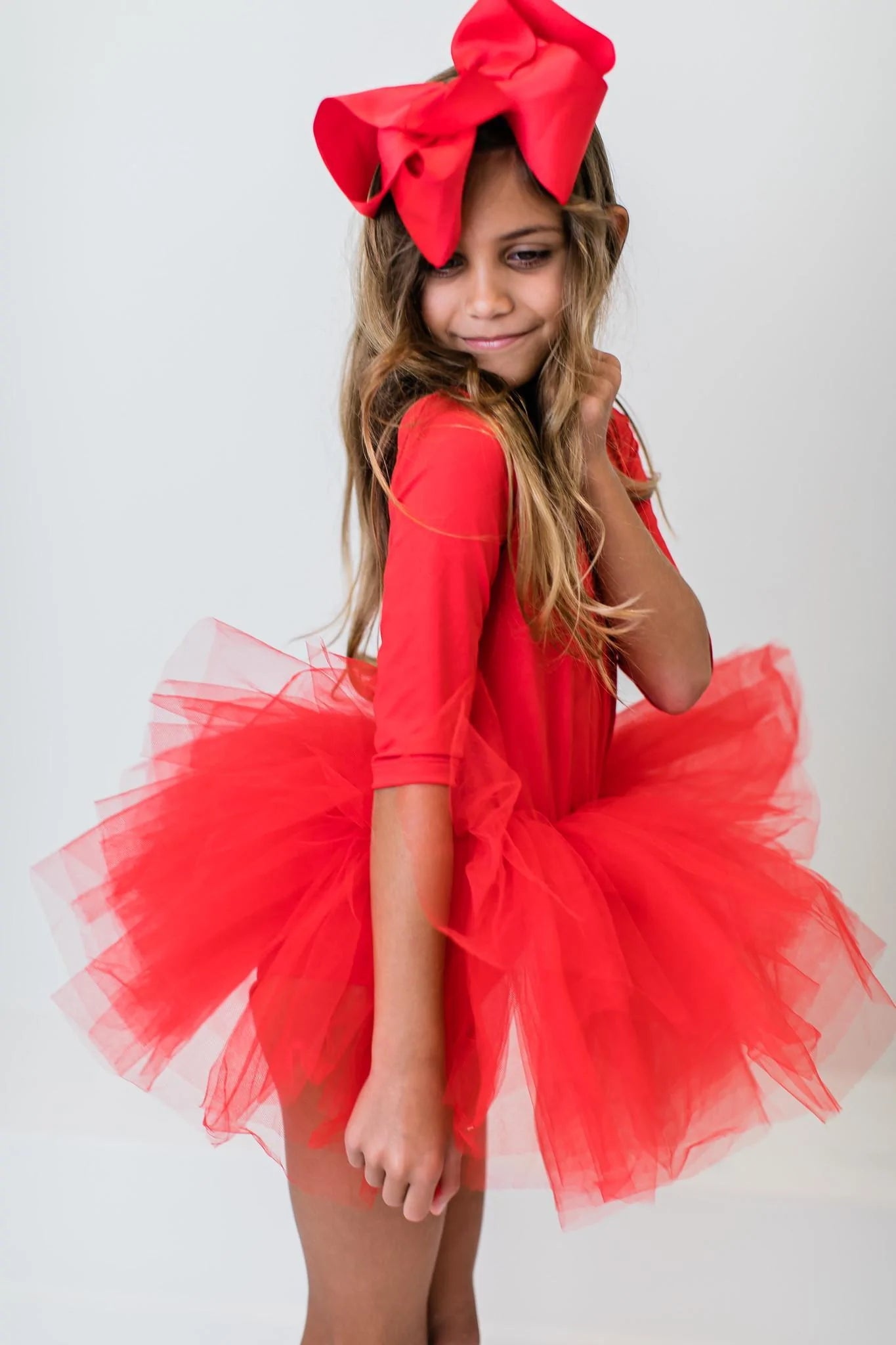 Red 3/4 Sleeve Tutu Leotard - Doodlebug's Children's Boutique