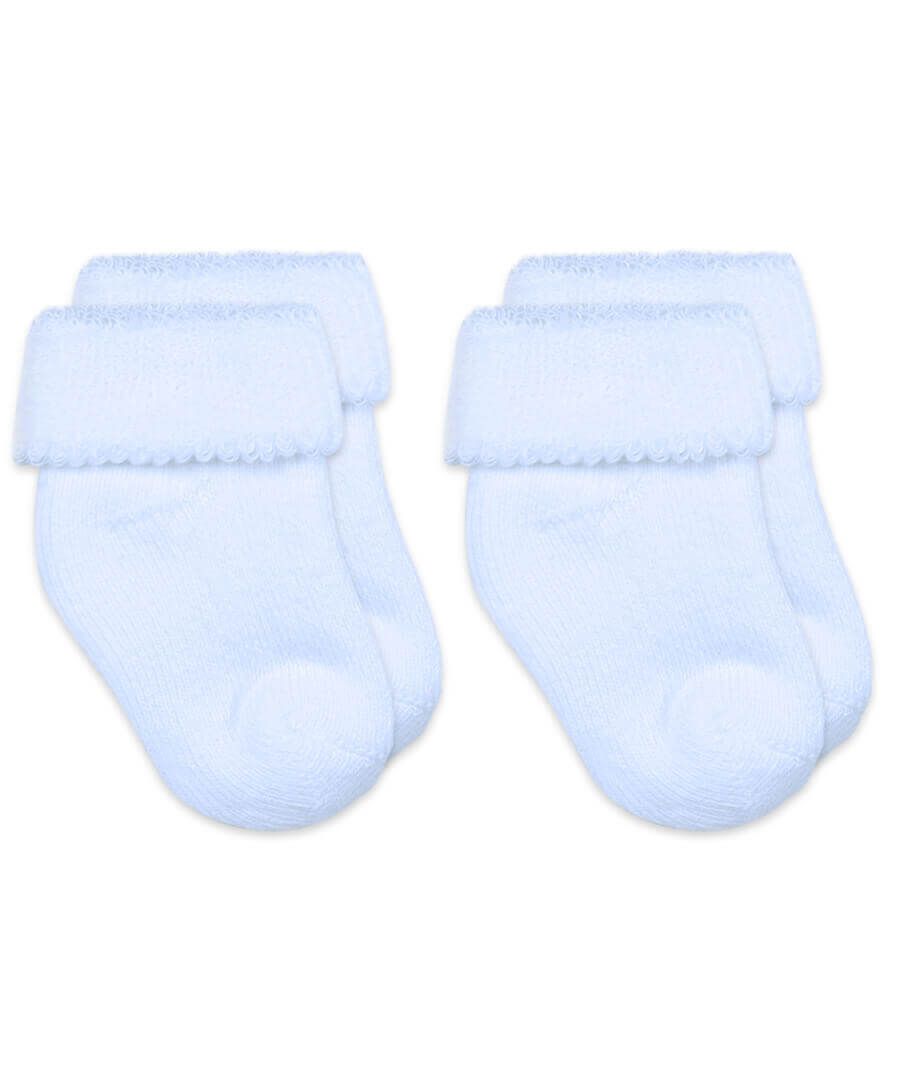 Baby Turn Cuff Terry Bootie Socks in Blue - Doodlebug's Children's Boutique