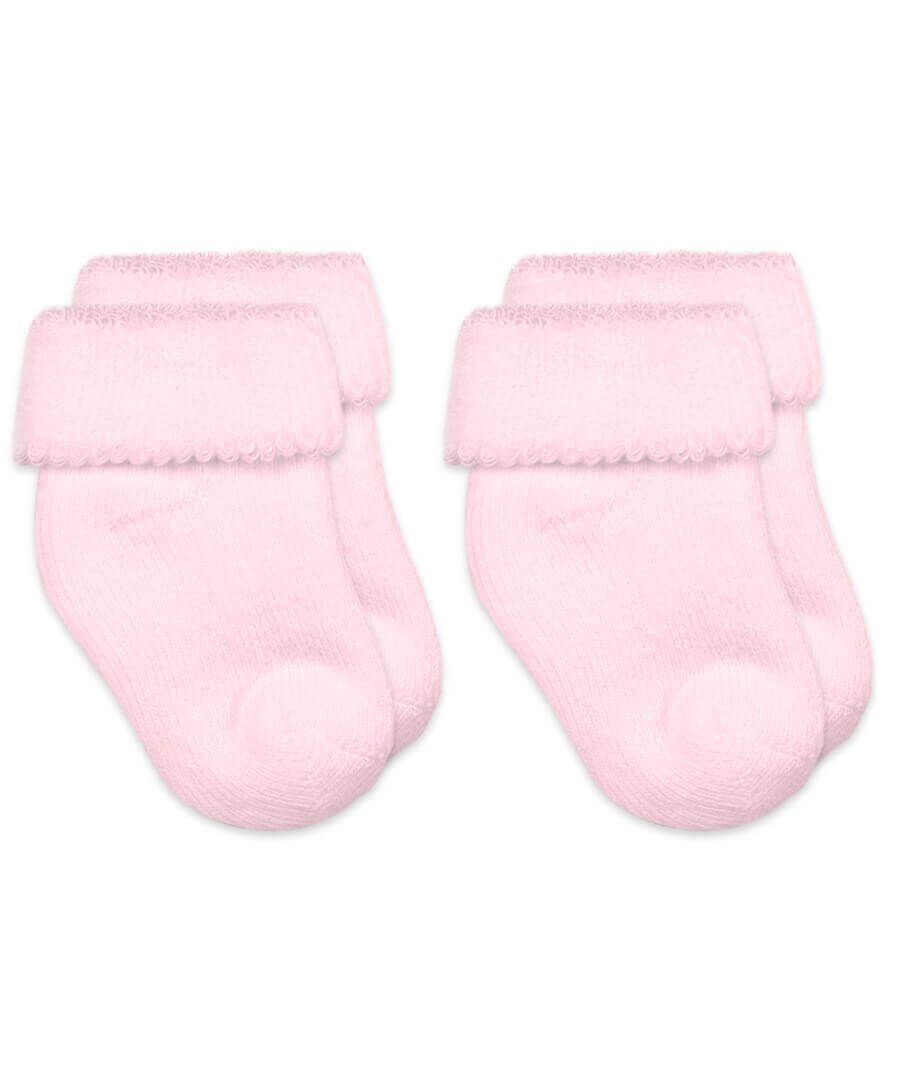 Baby Turn Cuff Terry Bootie Socks in Pink - Doodlebug's Children's Boutique