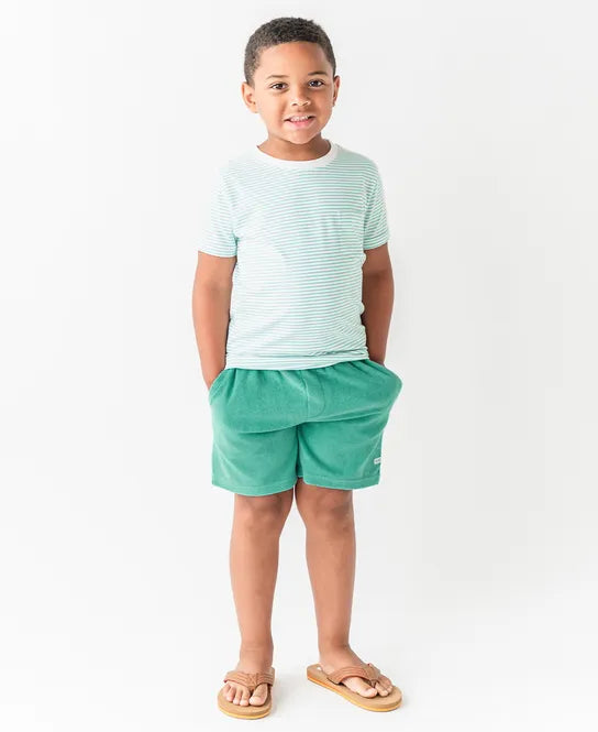 Vintage Aqua Stripe Pocket Tee - Doodlebug's Children's Boutique
