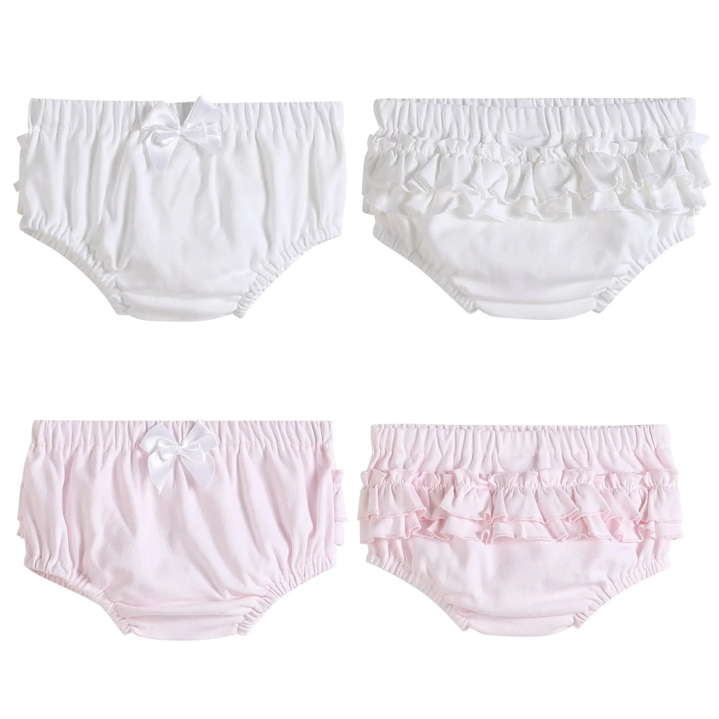 Knit White and Pink Ruffle Bloomers - Doodlebug's Children's Boutique