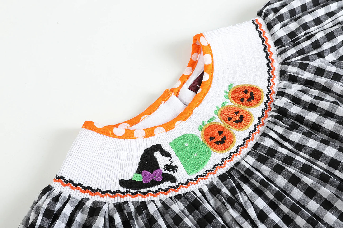 Gingham BOO Smocked Bishop Dress - Doodlebug's Children's Boutique