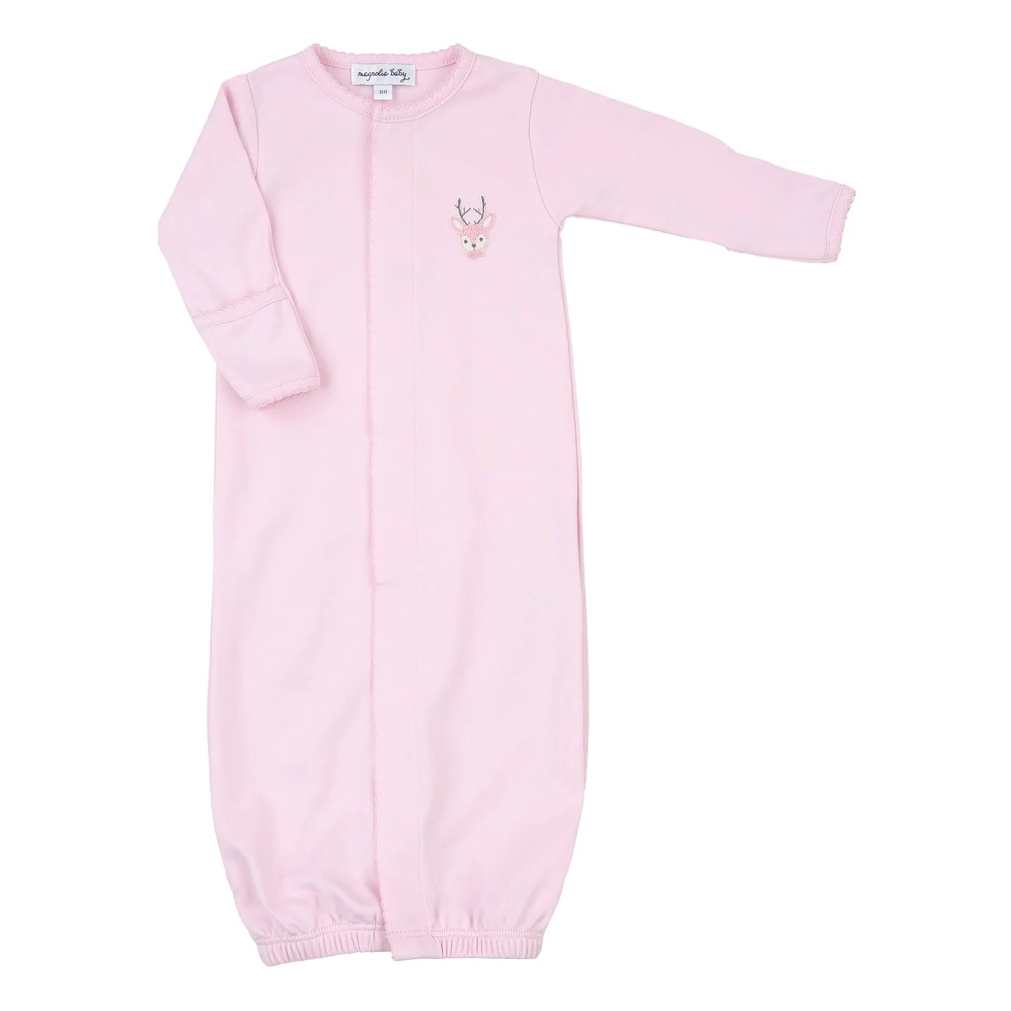 Tiny Buck Pink Embroidered Converter Gown - Doodlebug's Children's Boutique