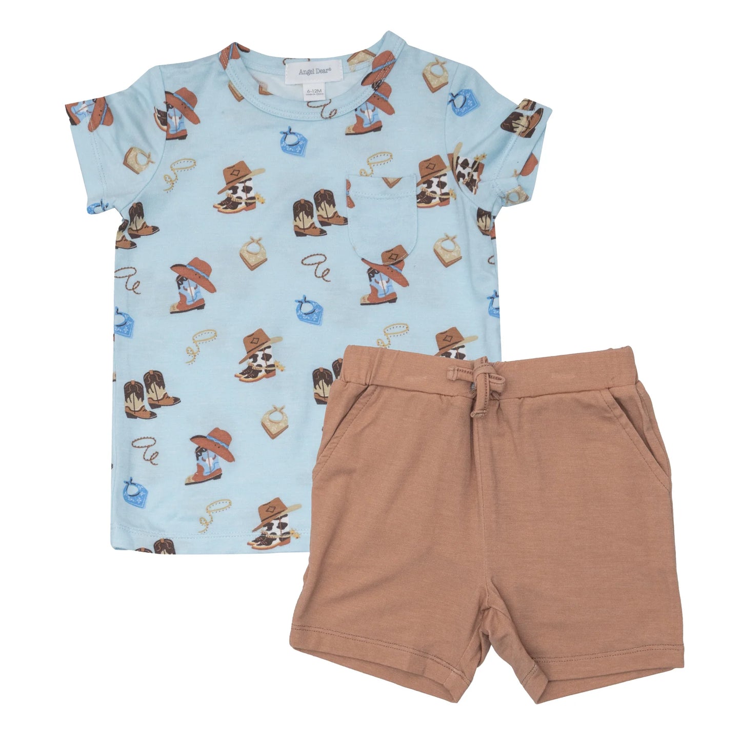 Crew Neck Tee and Short Set in Cowboy Boots - Doodlebug's Children's Boutique
