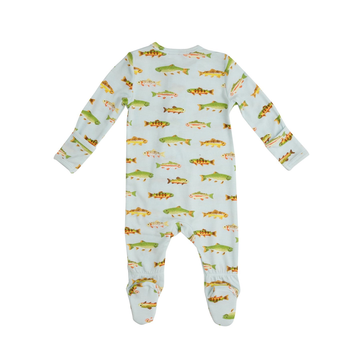 Zipper Footie in Freshwater Fish - Doodlebug's Children's Boutique