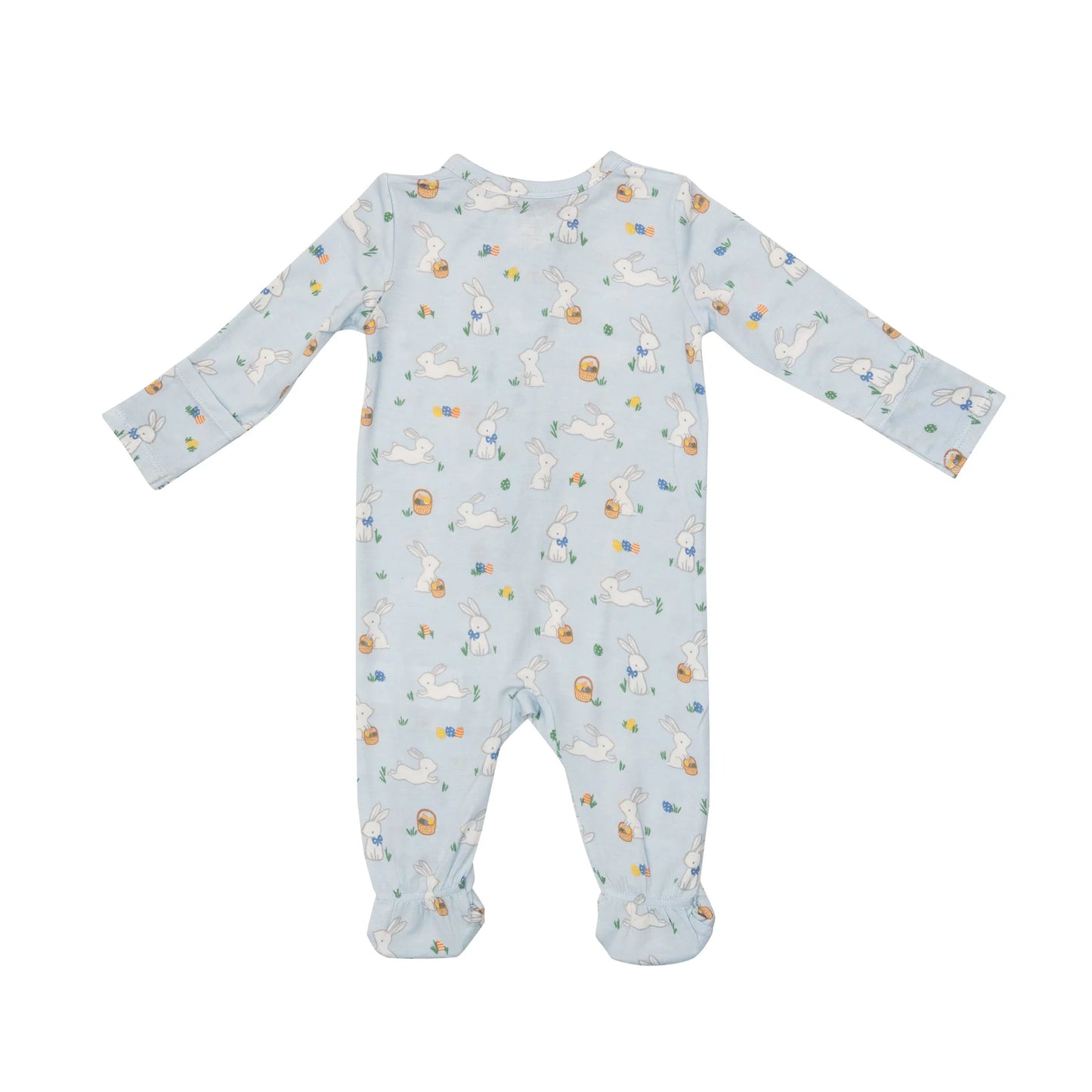 2 Way Zipper Footie in Blue Bunnies - Doodlebug's Children's Boutique