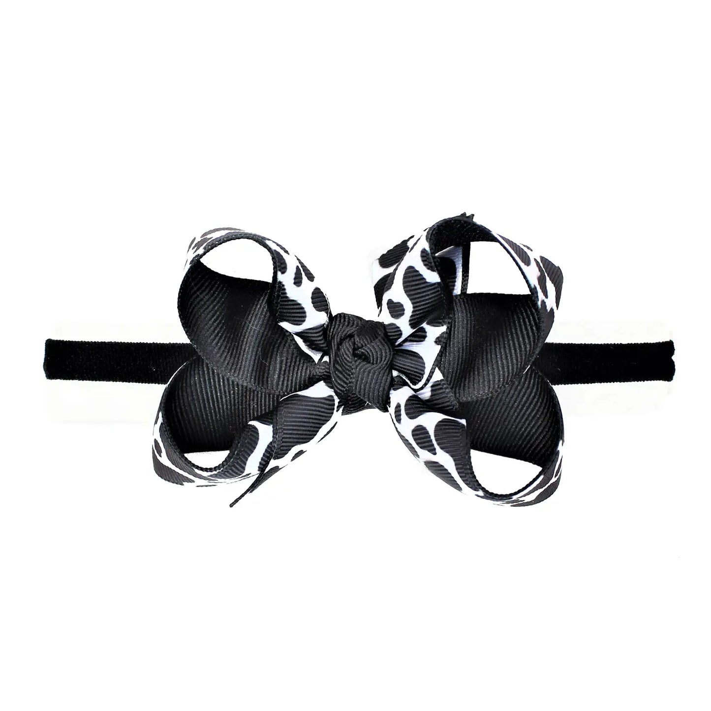 Nylon Headband with Medium Cow Bow - Doodlebug's Children's Boutique