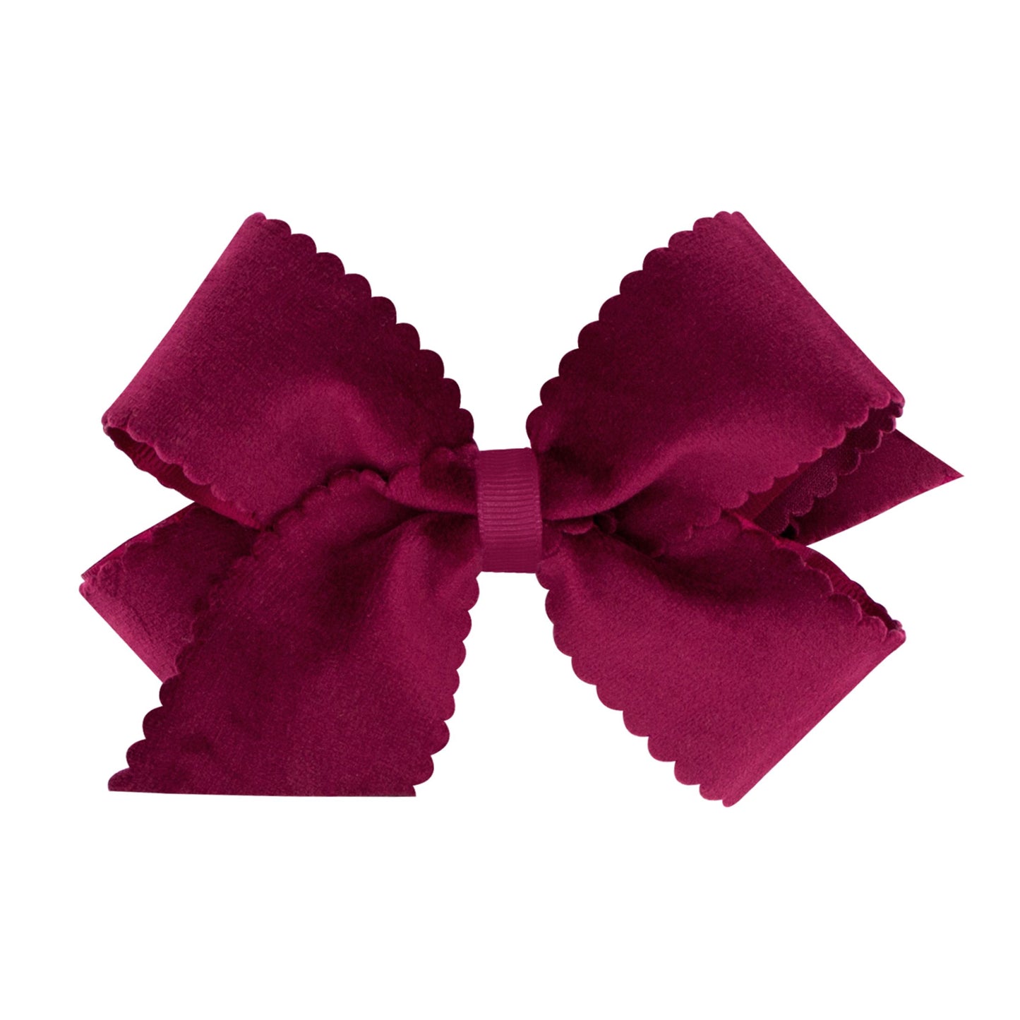 Wine Scalloped Edge Velvet Medium Bow - Doodlebug's Children's Boutique