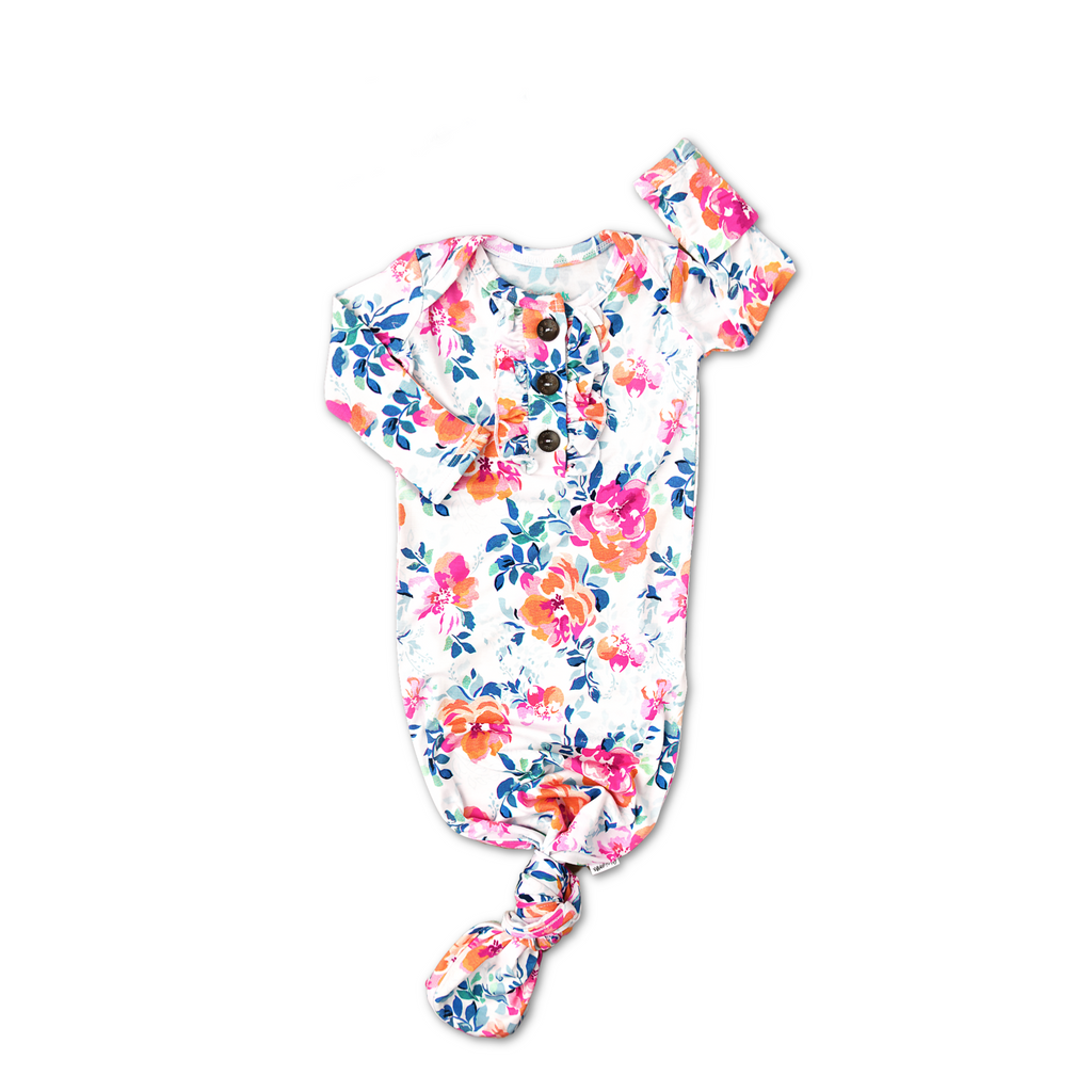 Bella Knotted Ruffle Button Gown - Doodlebug's Children's Boutique