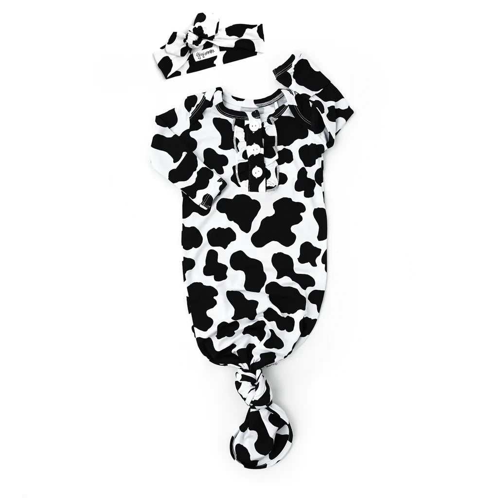 Boone Knotted Ruffle Button Gown and Headband - Doodlebug's Children's Boutique