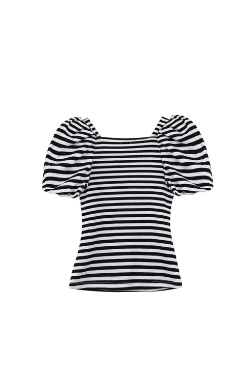 Striped Puff Sleeve Top - Doodlebug's Children's Boutique