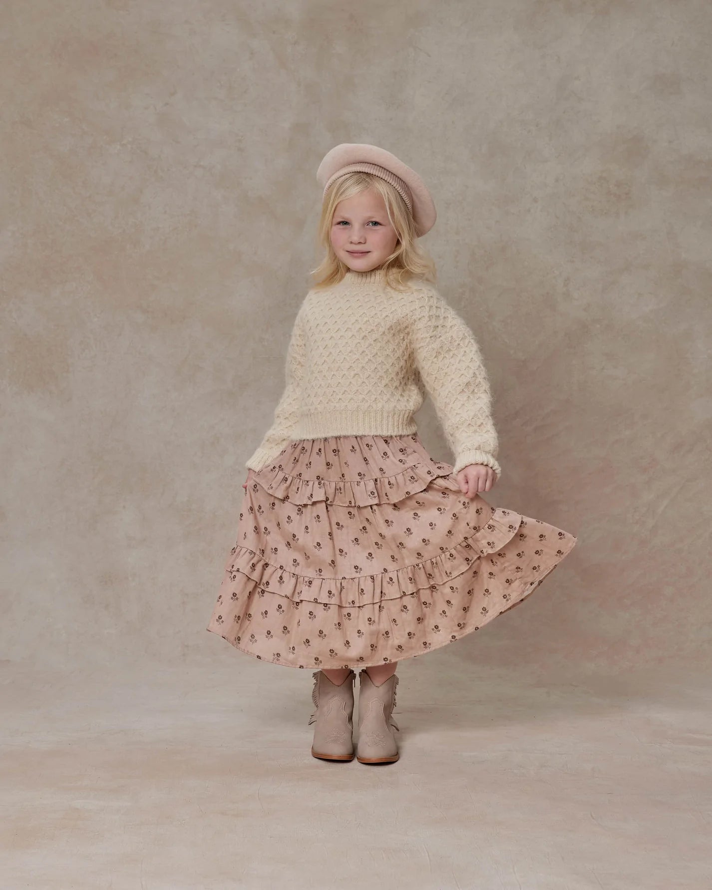 Ruffle Midi Skirt in English Rose - Doodlebug's Children's Boutique
