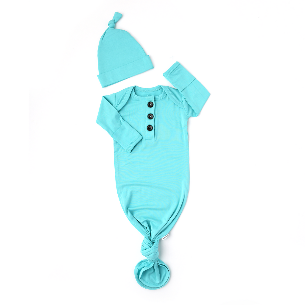 Reese Knotted Button Gown and Hat - Doodlebug's Children's Boutique