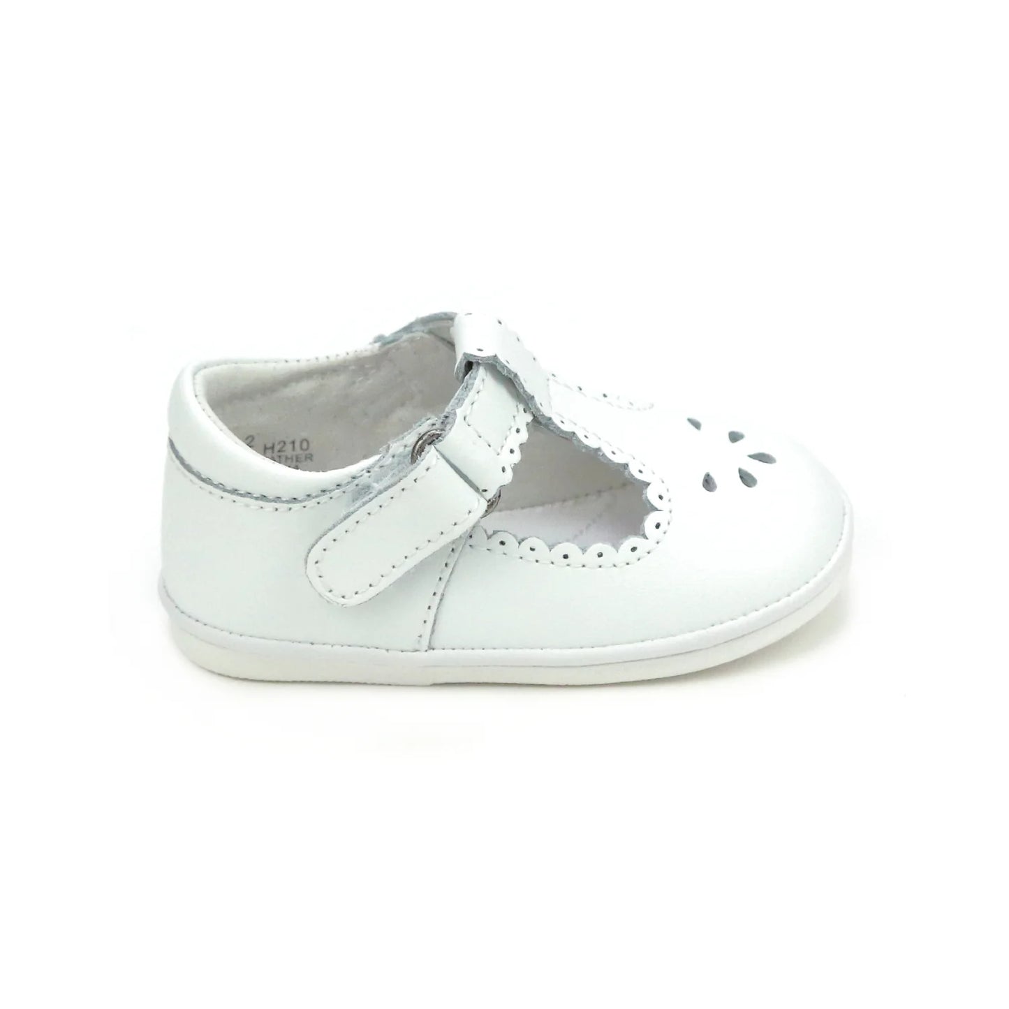 Dottie Scalloped T- Strap Mary Jane in White - Doodlebug's Children's Boutique