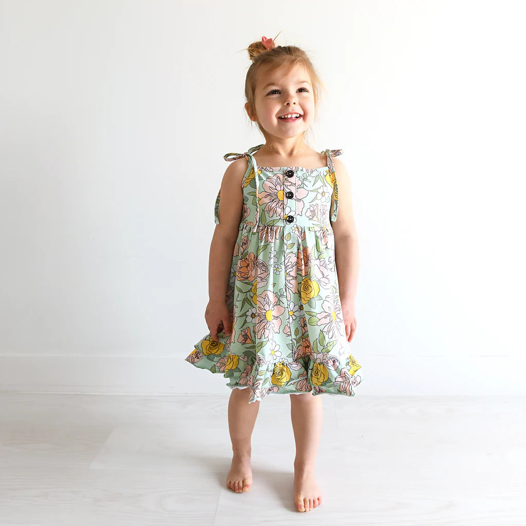 Kendra Floral Tie Twirl Dress - Doodlebug's Children's Boutique