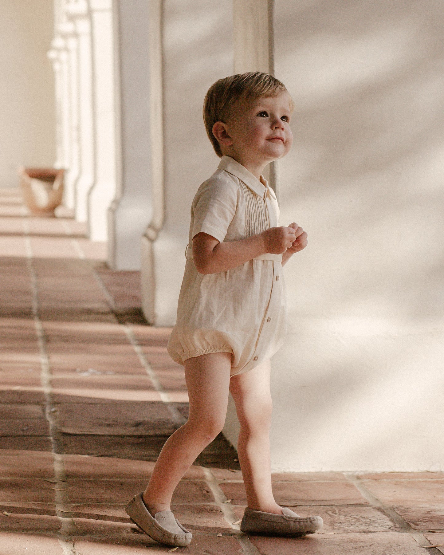 Henry Romper in Ivory - Doodlebug's Children's Boutique
