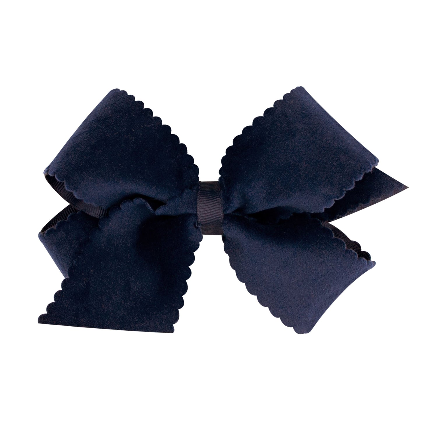 Navy Scalloped Edge Velvet Medium Bow - Doodlebug's Children's Boutique