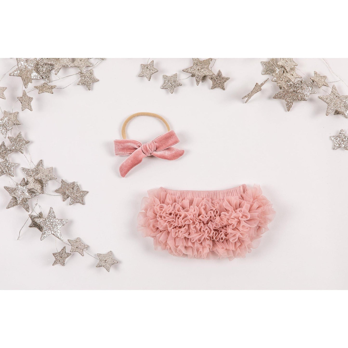 Vintage Pink Ruffle Bum Bloomer with Velvet Headband - Doodlebug's Children's Boutique