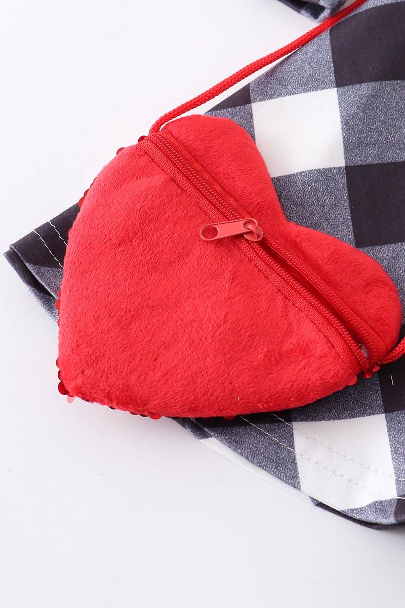 Black Plaid Heart Twirl Dress with Purse - Doodlebug's Children's Boutique