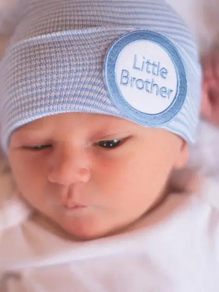 Striped Little Brother Newborn Hospital Hat - Doodlebug's Children's Boutique