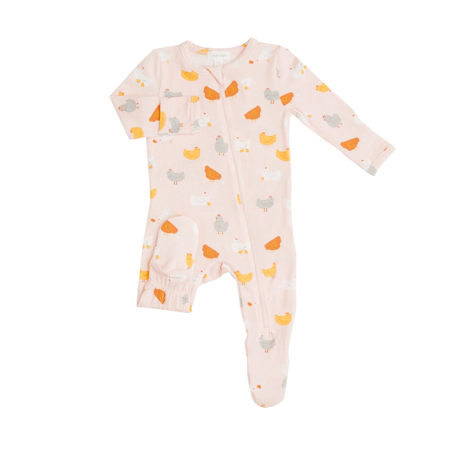 Zipper Ruffle Footie in Chickens - Doodlebug's Children's Boutique