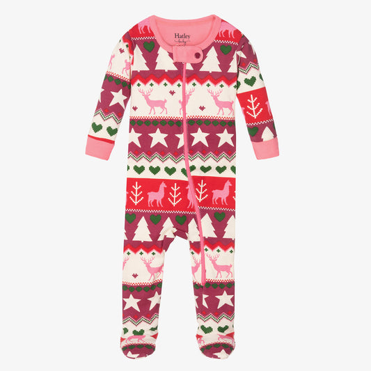 Holiday Fair Isle Organic Cotton Footie  - Doodlebug's Children's Boutique