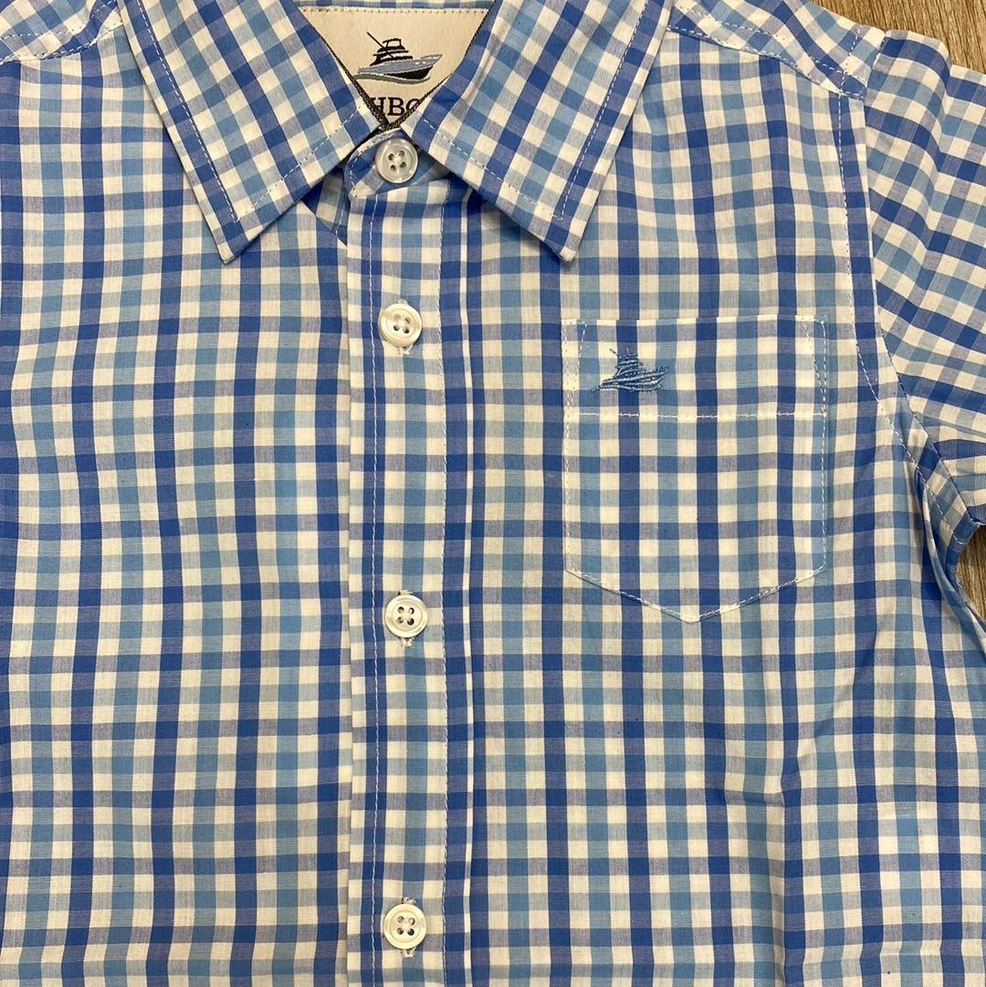 Blue Combo Check Dress Shirt - Doodlebug's Children's Boutique