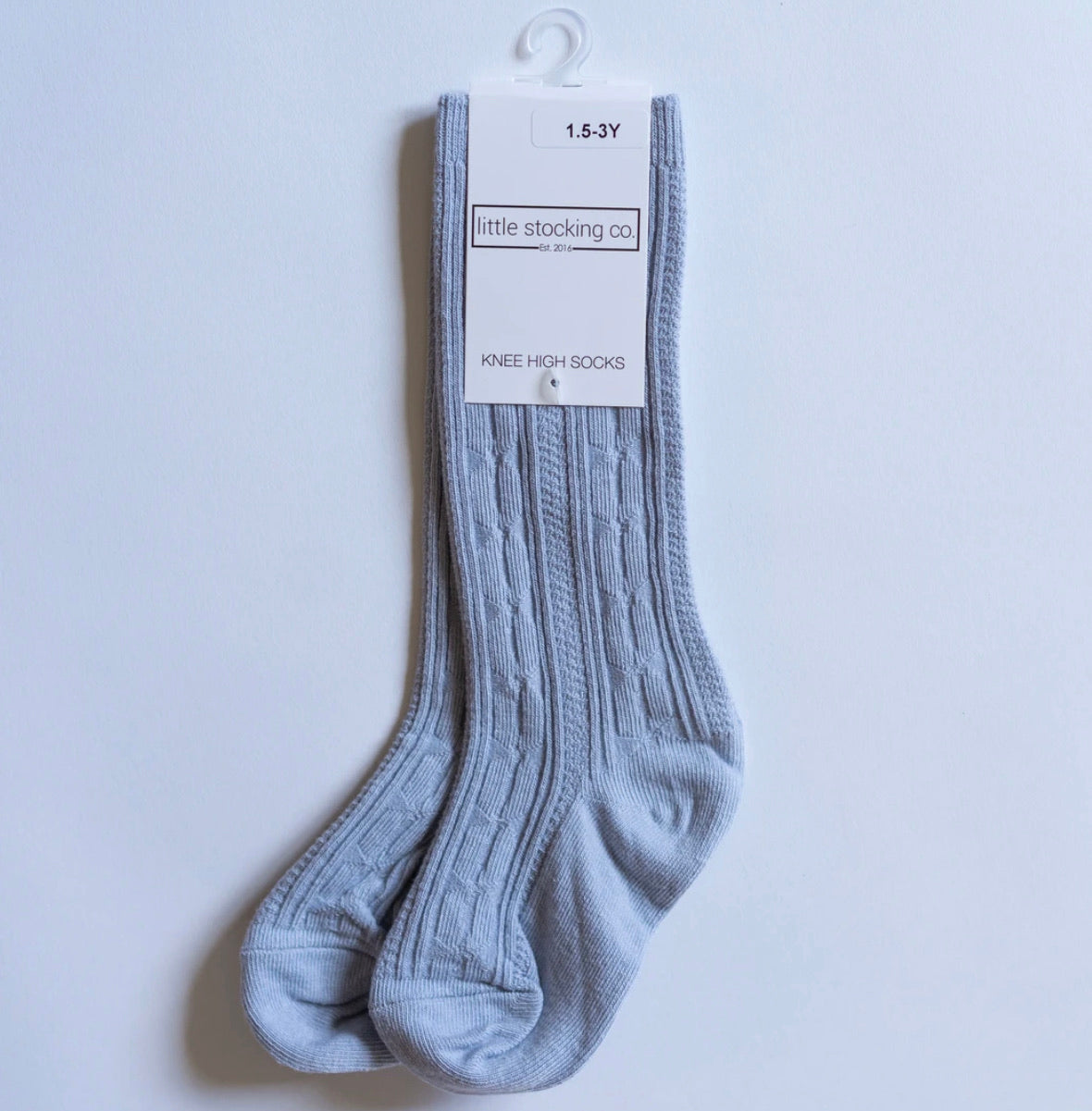 Cable Knit Knee High Socks in Powder Blue - Doodlebug's Children's Boutique