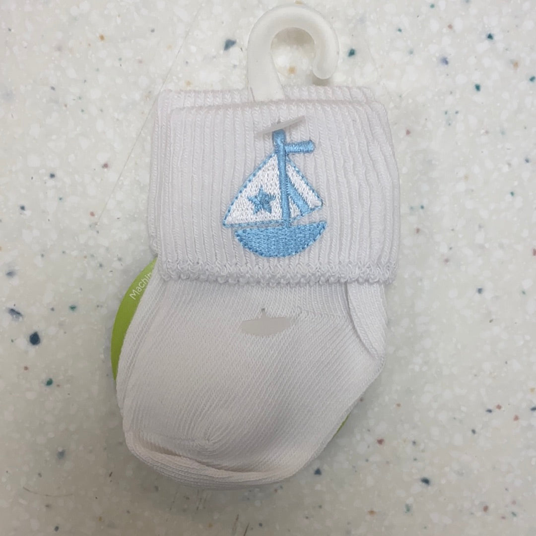 Sailboat Turn Cuff Socks - Doodlebug's Children's Boutique