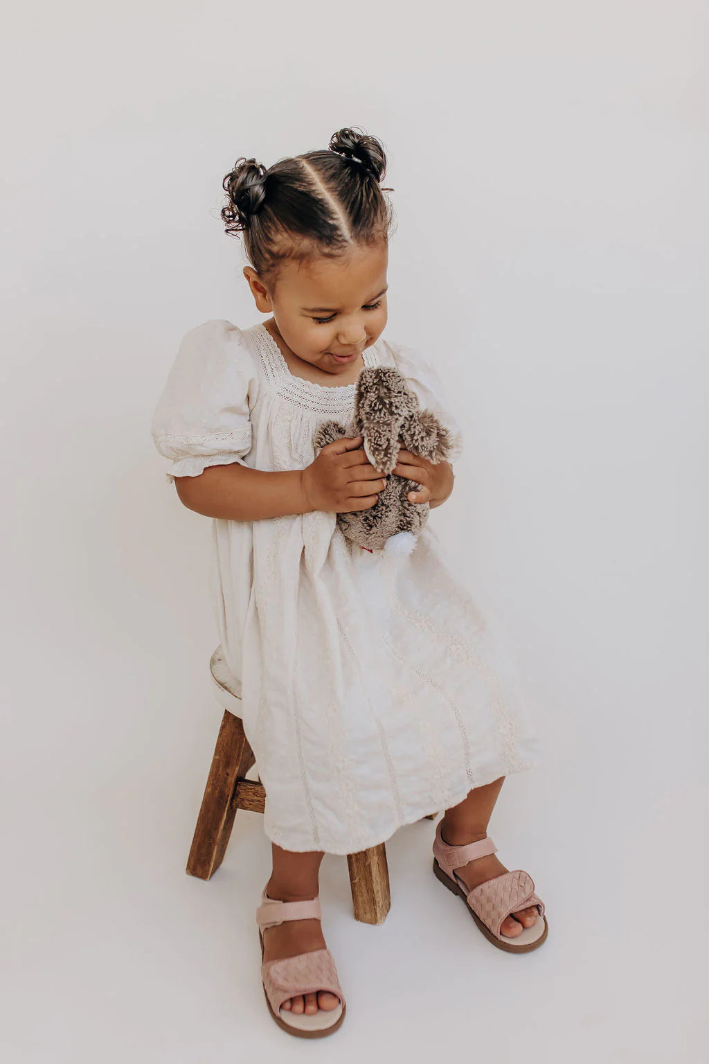 Leather Woven Sandal in Rose Cloud - Doodlebug's Children's Boutique
