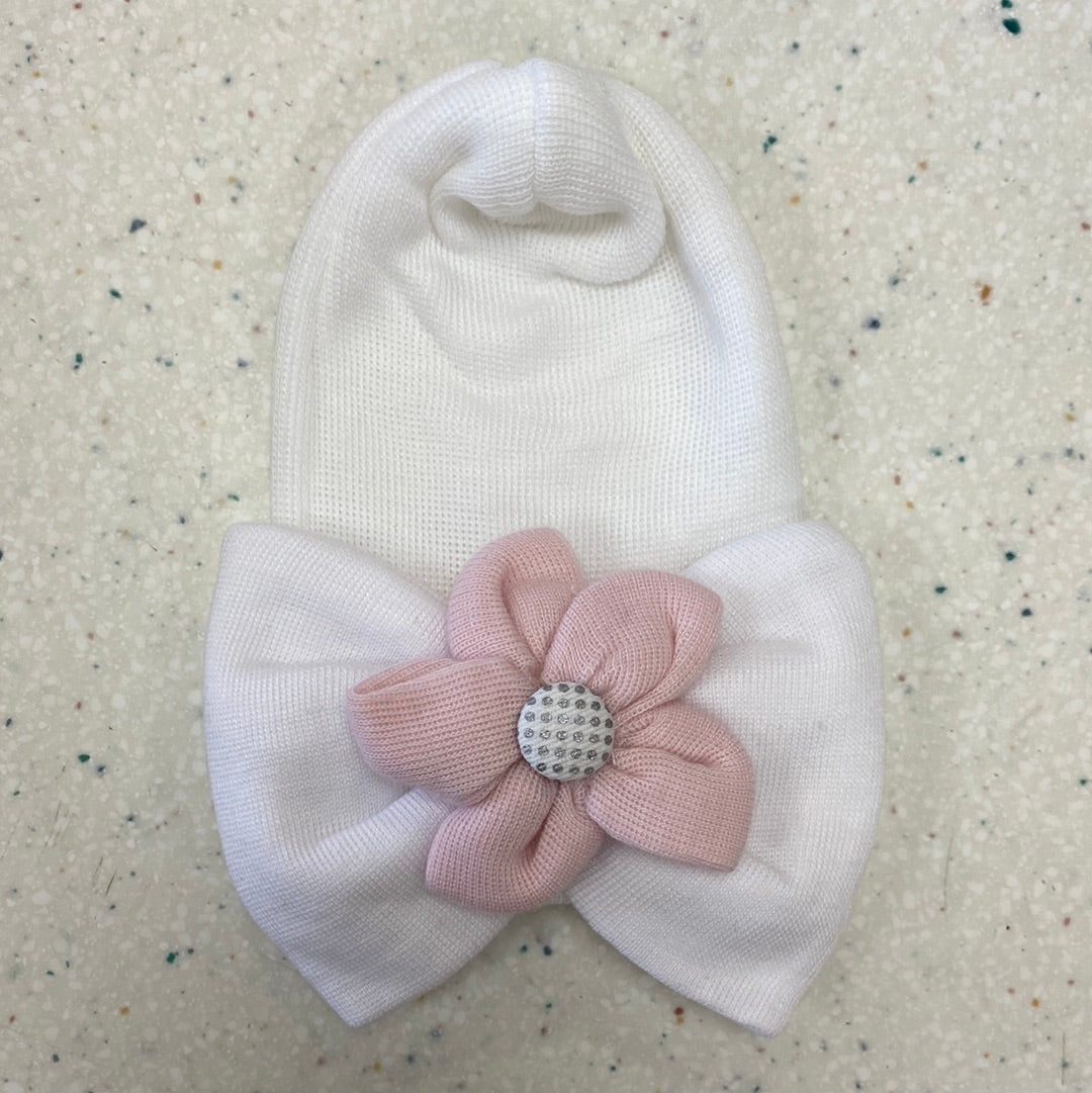 Star Flower Bow Newborn Hospital Hat - Doodlebug's Children's Boutique