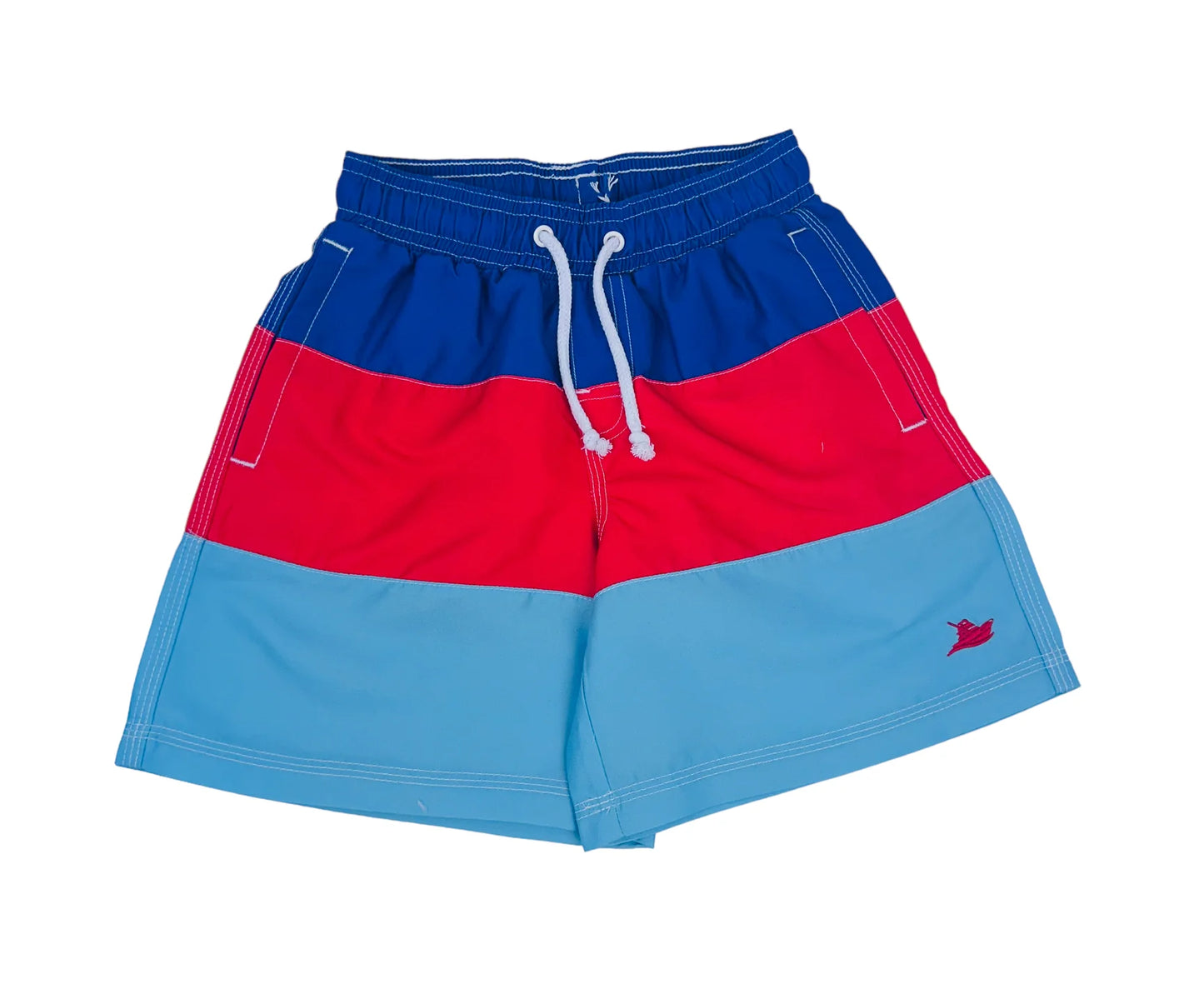 Swim Trunks in Red and Blue Stripe - Doodlebug's Children's Boutique