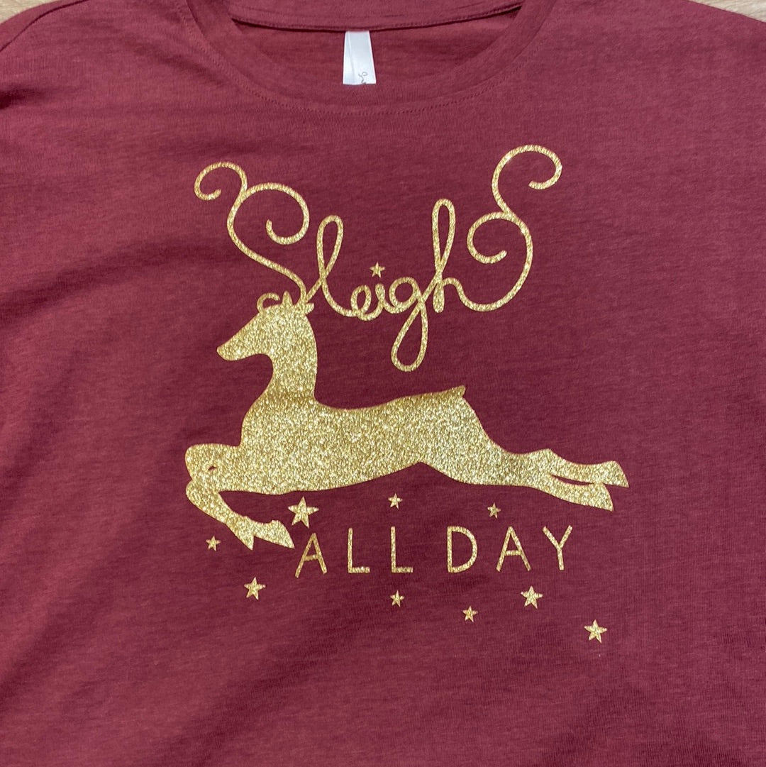 Sleigh All Day Long Sleeve Tee - Doodlebug's Children's Boutique