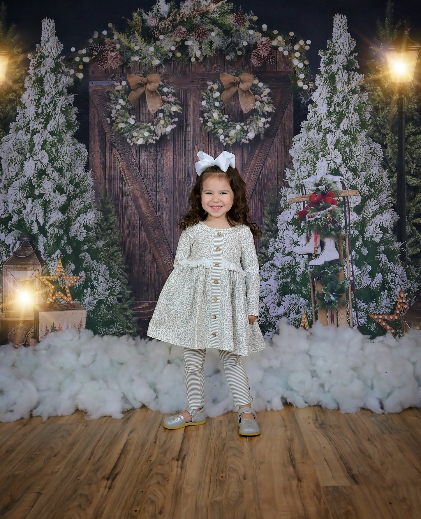 Sage Petal Tunic with Stripe Leggings - Doodlebug's Children's Boutique