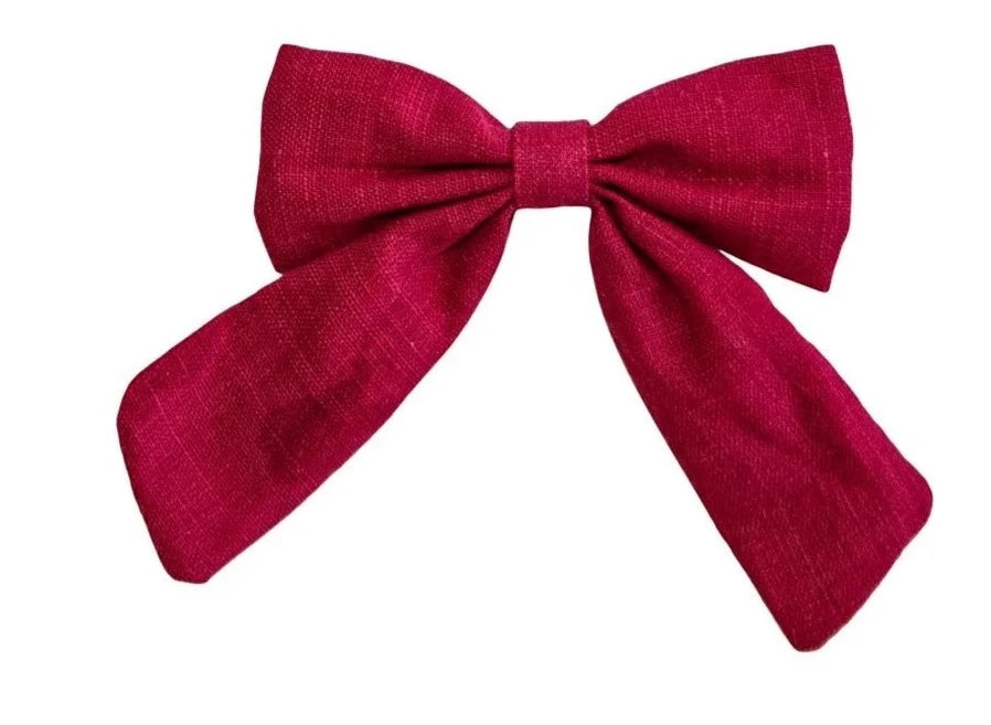 Berry Hand Tied Bow on Clip - Doodlebug's Children's Boutique