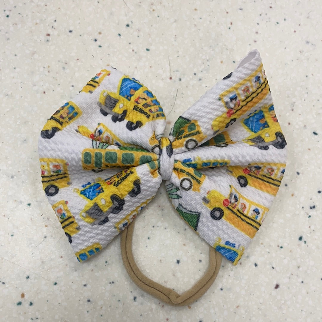 Yellow School Bus Bow on Clip - Doodlebug's Children's Boutique