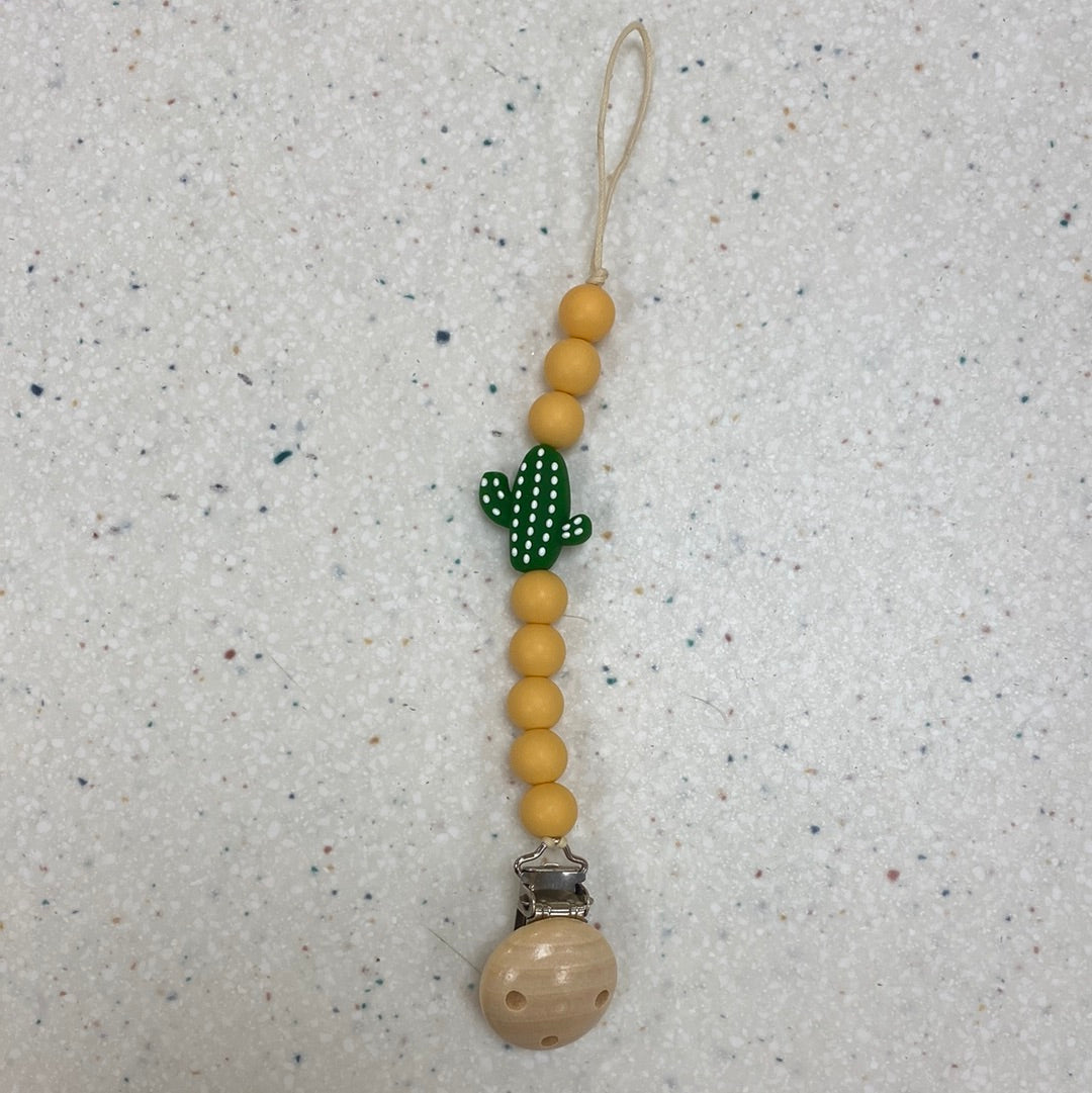 Cactus Teething Bead Pacifier Clip - Doodlebug's Children's Boutique