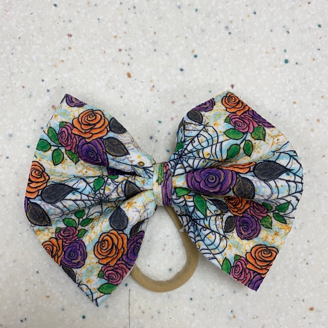 Floral Spider Web Bow on Nylon - Doodlebug's Children's Boutique