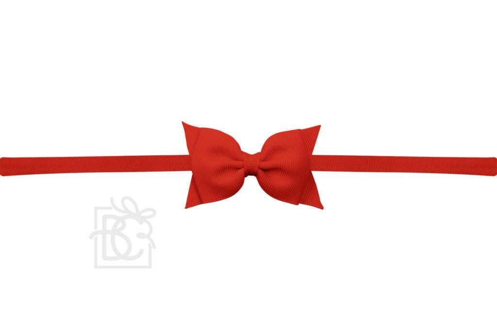 Nylon Headband with Dainty Bow in Red - Doodlebug's Children's Boutique