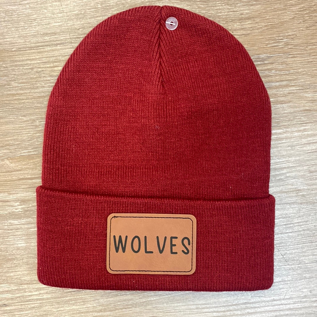 Wolves Burgundy Unisex Classic Ribbed Beanie - Doodlebug's Children's Boutique