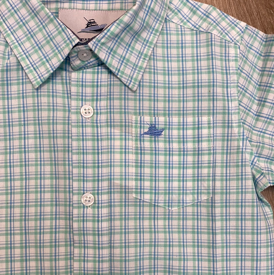 Opal and Blue Plaid Dress Shirt - Doodlebug's Children's Boutique
