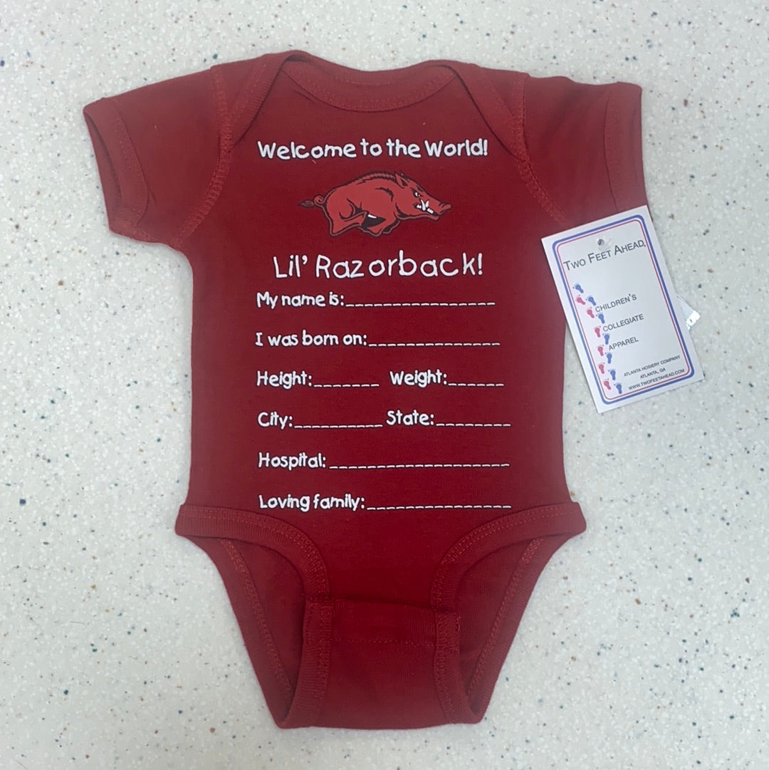 Welcome Lil Razorback Onesie - Doodlebug's Children's Boutique