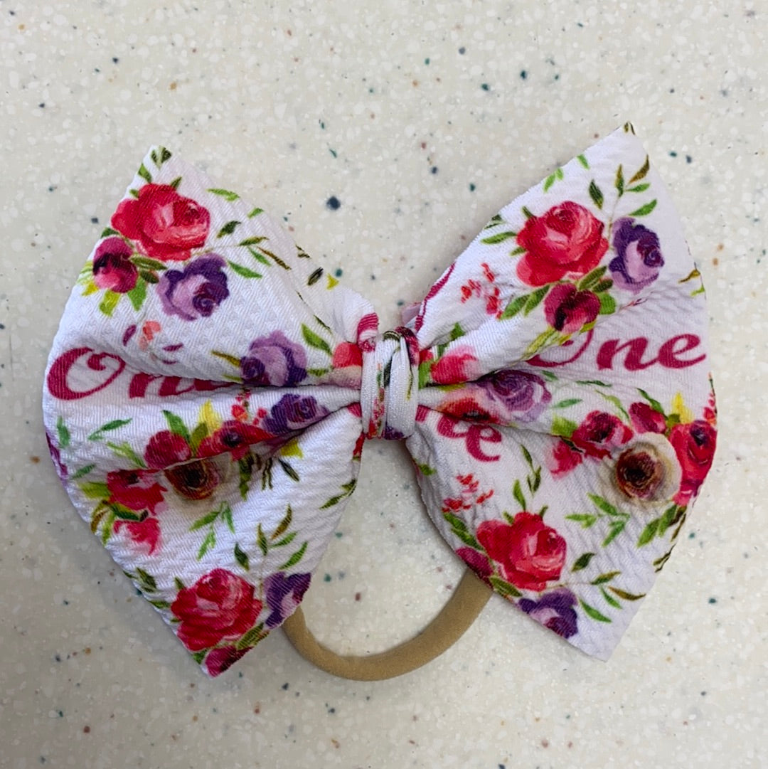 Milestone Month Bow on Nylon One Year - Doodlebug's Children's Boutique