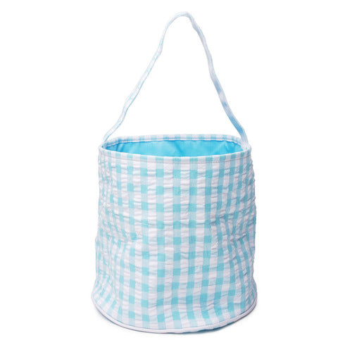 Aqua Gingham Easter Basket - Doodlebug's Children's Boutique