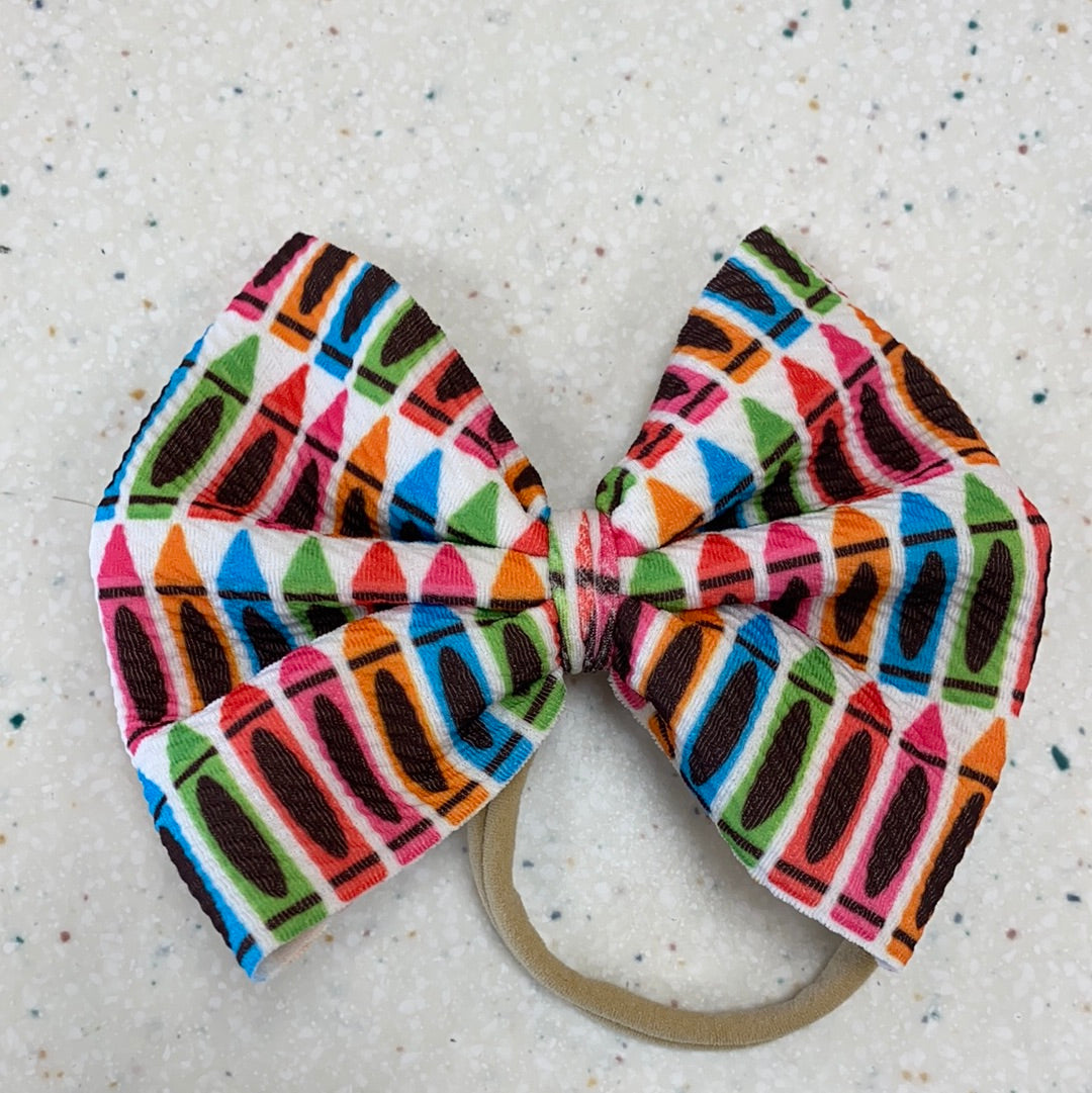 Crayon Bow on Nylon - Doodlebug's Children's Boutique