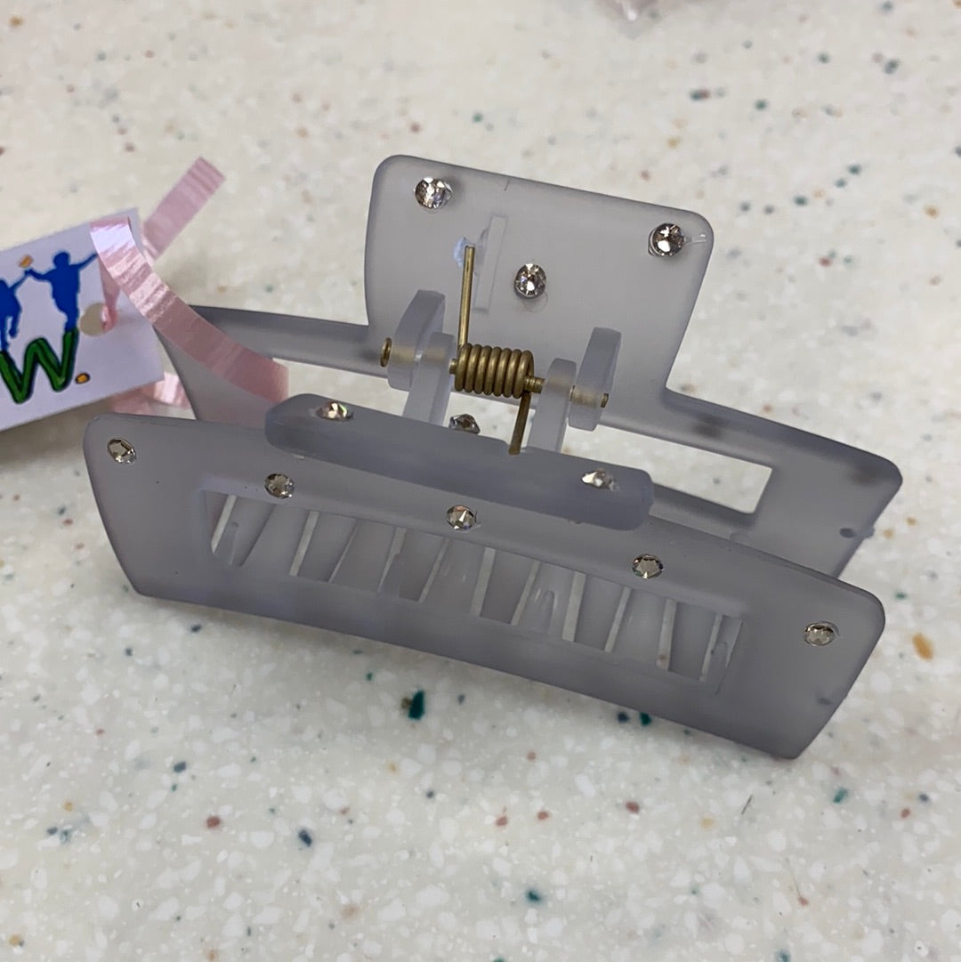 Silver Crystallized Claw Clip - Doodlebug's Children's Boutique